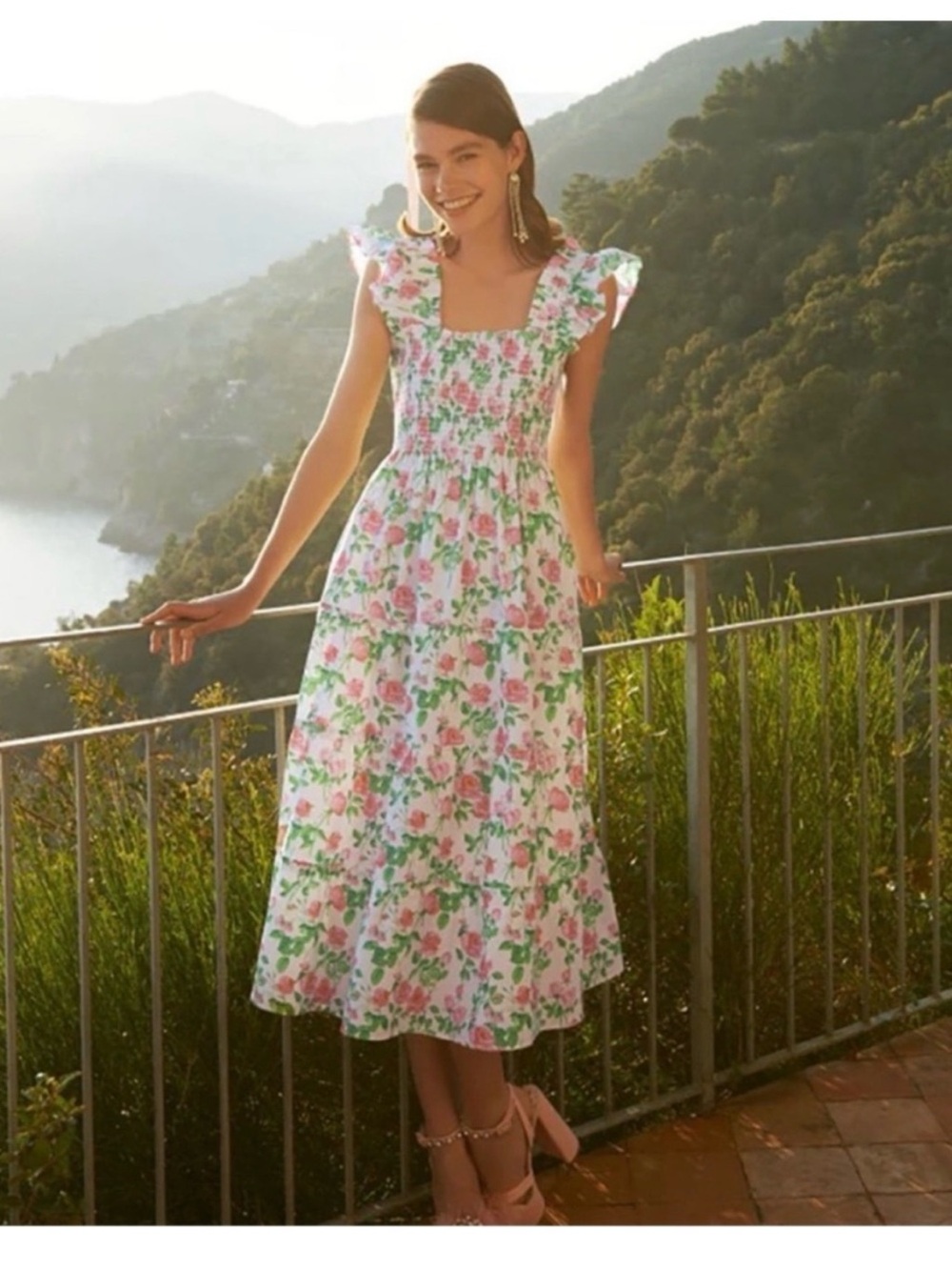 Hill House Home The Ellie Floral Nap Dress Pink Roses Poplin Size XL - Picture 1 of 6